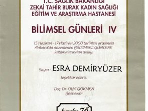 Zekai Tahir Eğitim Hastanesi Sertifikası